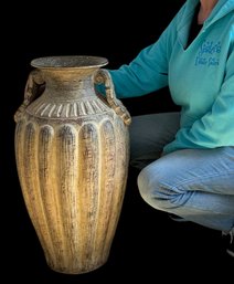 Lot 310 - Pier One - Giant Vase! Very Heavy! Stoneware Pottery - 2 Feet High - Made In Thailand