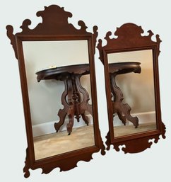 Lot 20- 1940s Antique Mahogany Wall Mirror - Lot Of 2 - Chippendale Style