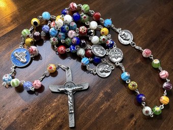 Lot 1 SES- Venetian Glass Millefiori Rosary Beads - Basilica Saint Peters - Made In Italy - Religious