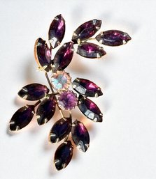 Lot 403LC - Stunning! Vintage Rhinestone Bold Purple Costume Jewelry Pin Brooch Pin