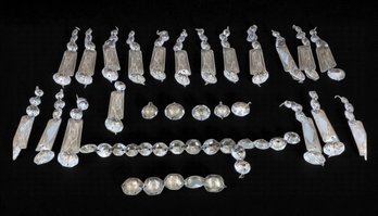 Lot 04RR- Vintage Lot 45 Plus Old Crystal Prisms Chandelier Faceted Shiny Clear Crystals