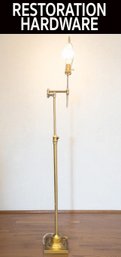 Lot 456 - RESTORATION HARDWARE Brass Pole Floor Lamp - Arm Swings Tested And Works
