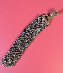 Lot 439LC - Glamorous Goldtone Statement Bracelet With Colorful Rhinestones - Aurora Borealis