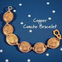 Lot 452LC - Southwestern Copper Concho Bracelet - Starburst Design