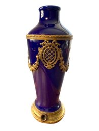 Lot 524LC - Early Antique French Porcelain Colbalt Blue Lamp Base Ornate Gilded Bronze Grape Leaves Paul Milet
