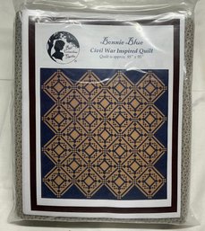 Lot 133Q - NEW Bonnie Blue Civil War Inspired - 95x95 Queen Quilt Kit With Dark Blue Shades & Beige