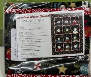 Lot 250Q - Portrait Quilts Set Of 2 By Snowdays Woolies Flannel Snowman In Winter Wonderland  Kits