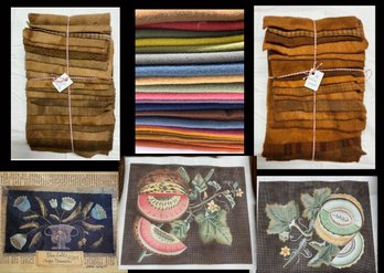 Lot 257Q - Hand Dyed Primitive Fabric Autumn Colors Plus 2 Needlepoint Designs