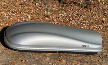 Lot 429- Thule Sweden Cargo Carrier Roof Top Container Silver & Black Hard Shell Fiberglass