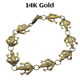 Lot 7- 14K Gold Leaping Frog Bracelet - Weight In Photos