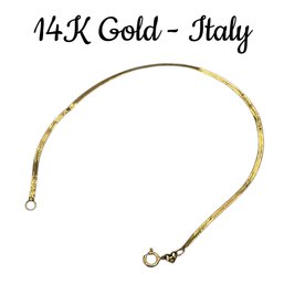 Lot 50LC- 14K Gold - Italy - Bracelet - Vintage Jewelry - 7 Inches - Weight In Photos