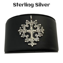 Lot 10- Sterling Silver European Antique Orthodox Cross Pendant - Italian - Large And Heavy