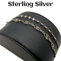 Lot 19- LOVE! Sterling Silver Hearts - 7 1/2 Inches  Bracelets - Lot Of 2