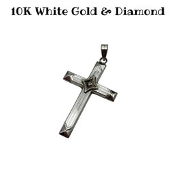 Lot 66WA- 10K White Gold & Diamond Art Deco Antique Cross Pendant - Weight In Photos