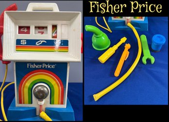 LOT 775 - 1980s Fisher Price Childrens Gas Station Pump Set With Tools - Vintage Toys