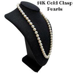 Lot 63WA- 14K White Gold Pearl Necklace - Classic Vintage Estate Jewelry