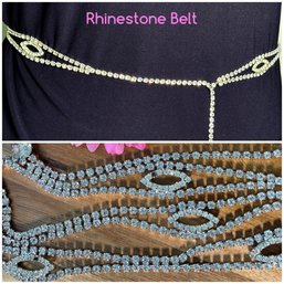 Lot 480LC - Elegant 1970s Vintage Belt Crystal Round Faceted Rhinestones With Crystal Hook