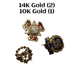 Lot 5- Early 1900s 14K 10K Gold Masonic Lapel Pins - Weight In Photos - Lot Of 3