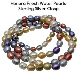 Lot 33SES- Honora Graduated Fresh Water Pearls - Wildflower- Baroque- Sterling Clasp - 36 Inches - Necklace