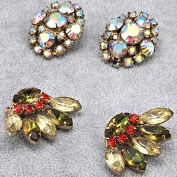 Lot 903LC - 1950s Rhinestone Crystal Clip On Earrings