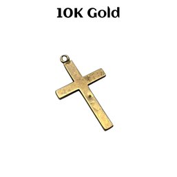 Lot 9- 10K Gold Cross Pendant - Weight In Photos - Vintage Jewelry