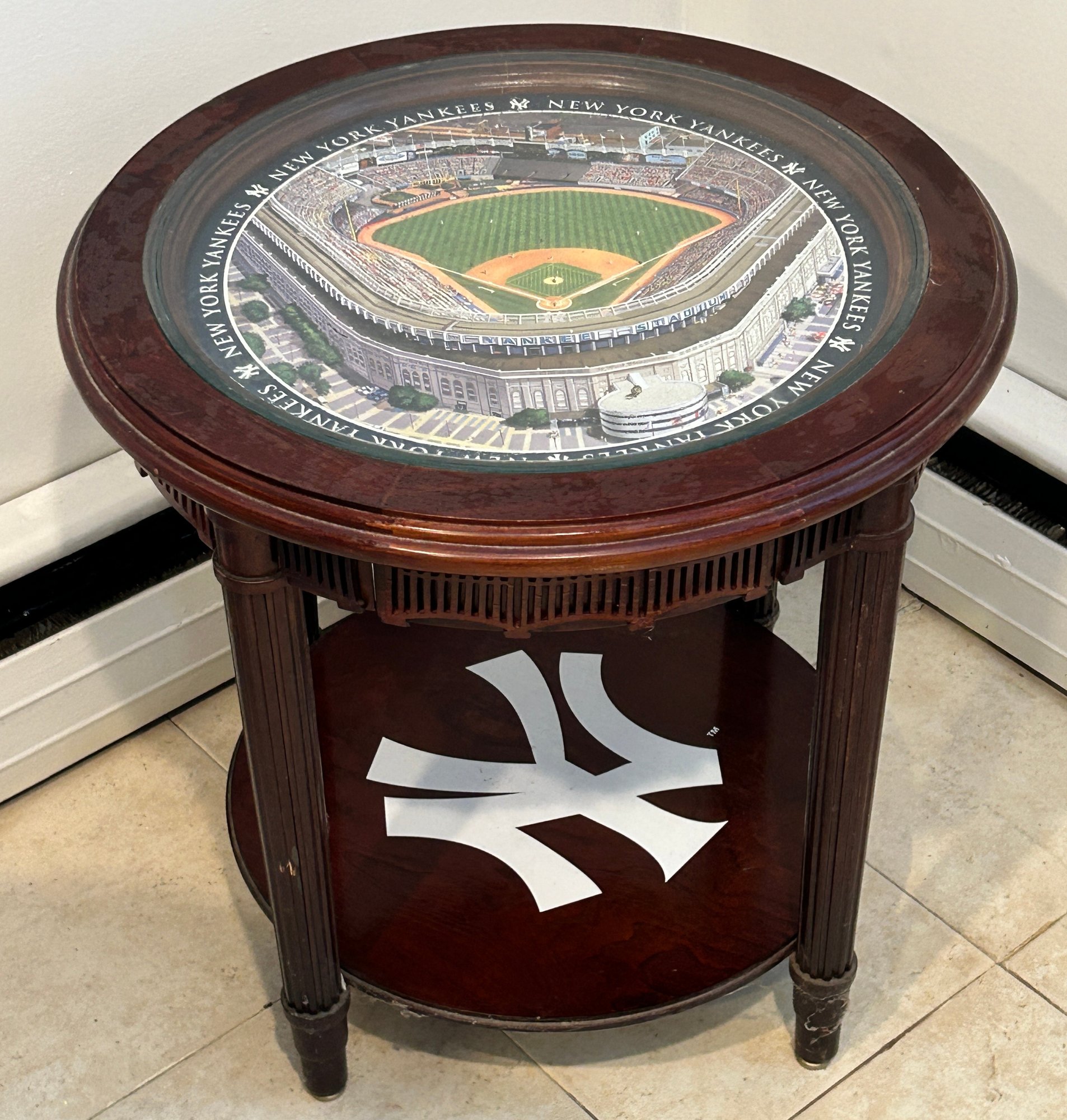 York Server Table Danbury Mint New York Yankees Stadium Single Drawer End Table #160542 ...