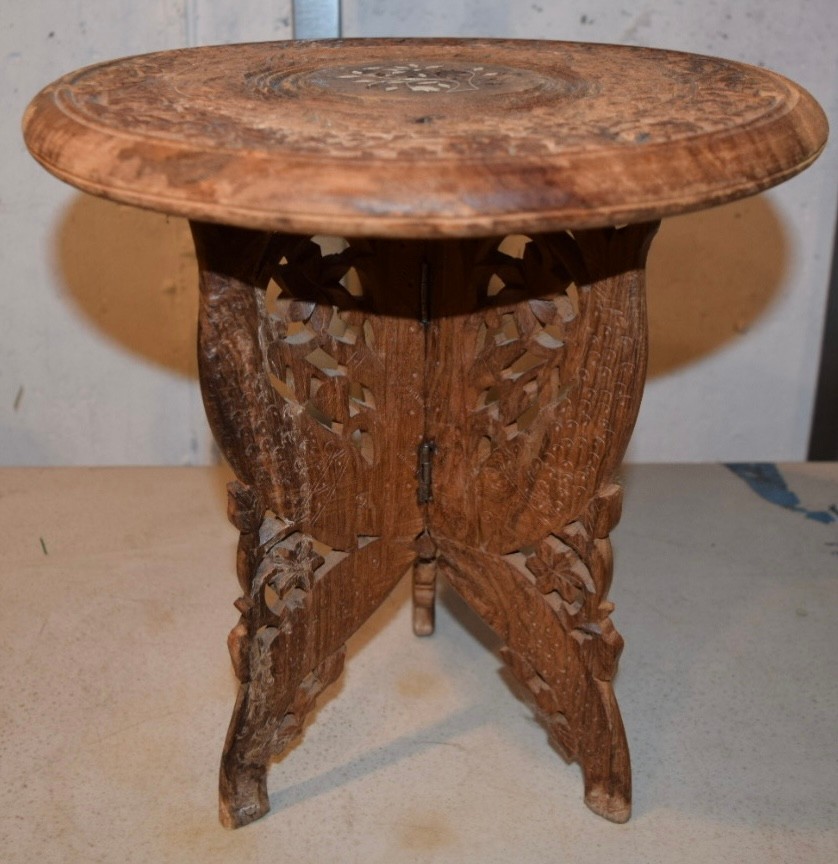 Vintage Hand-carved Wooden Miniature Side Table, Carved Fish Legs ...