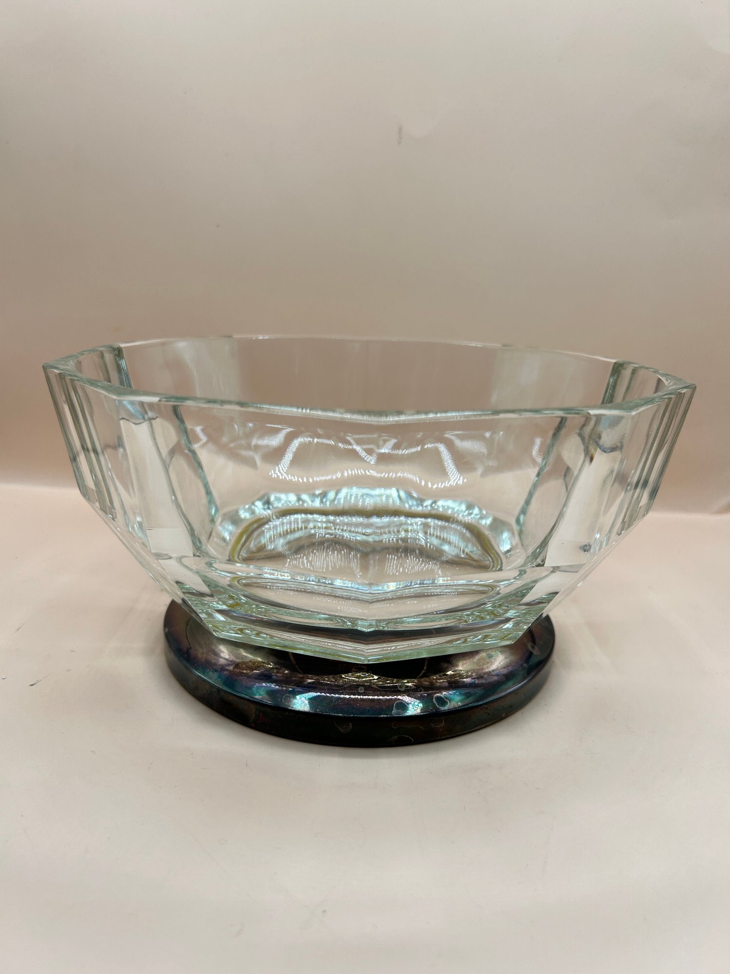 Vintage Decagon Crystal Glass Bowl With A Silver-plated Base #145151 ...