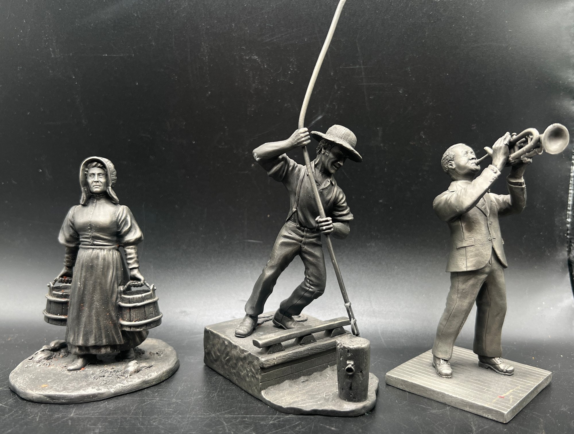 ボトマン Franklin Mint Homesteader, Canal Boatman & The Jazz Man Pewter