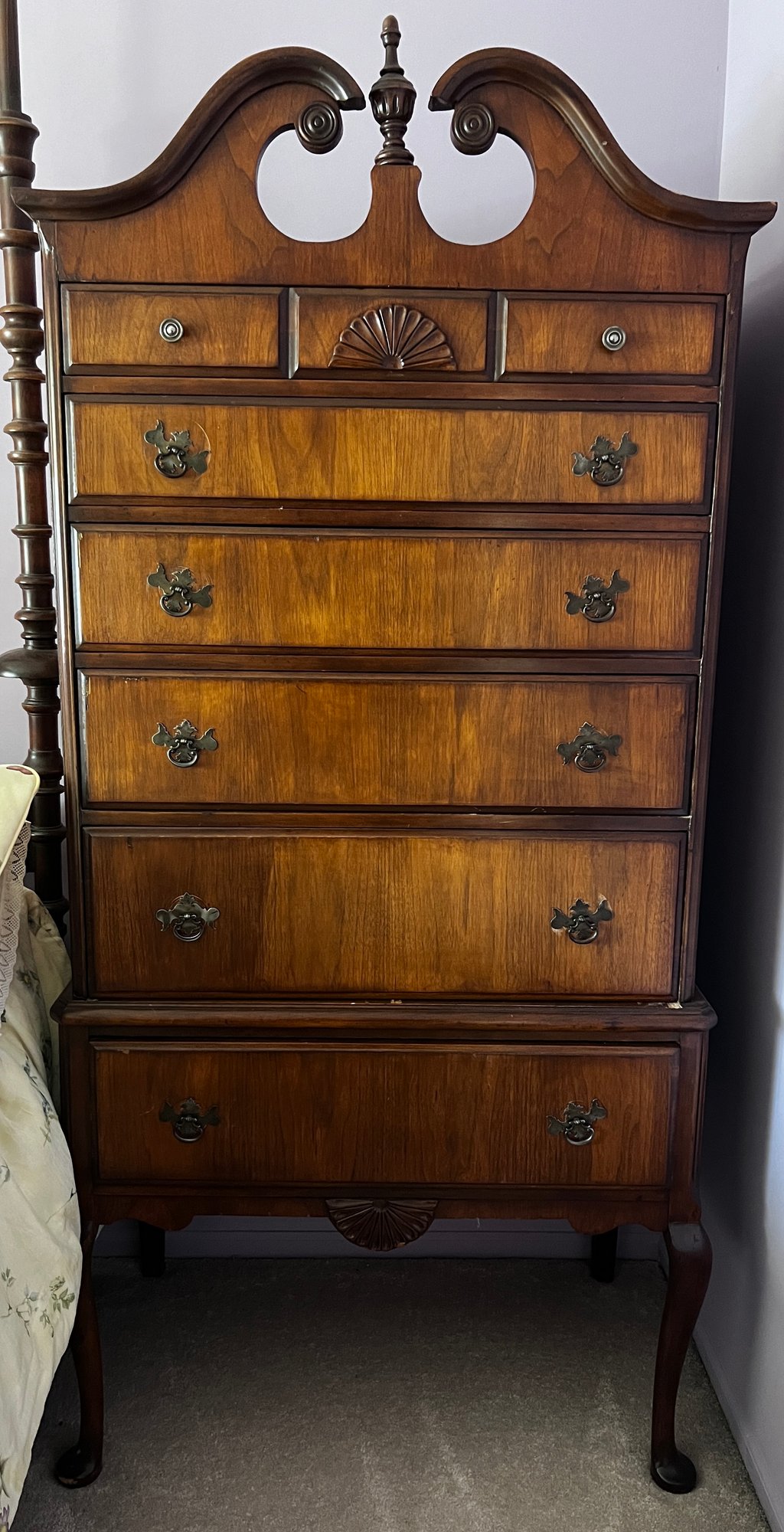 Shell High Boy Antique Chippendale Style Mahogany Shell Carved Highboy On Ball & Claw ...