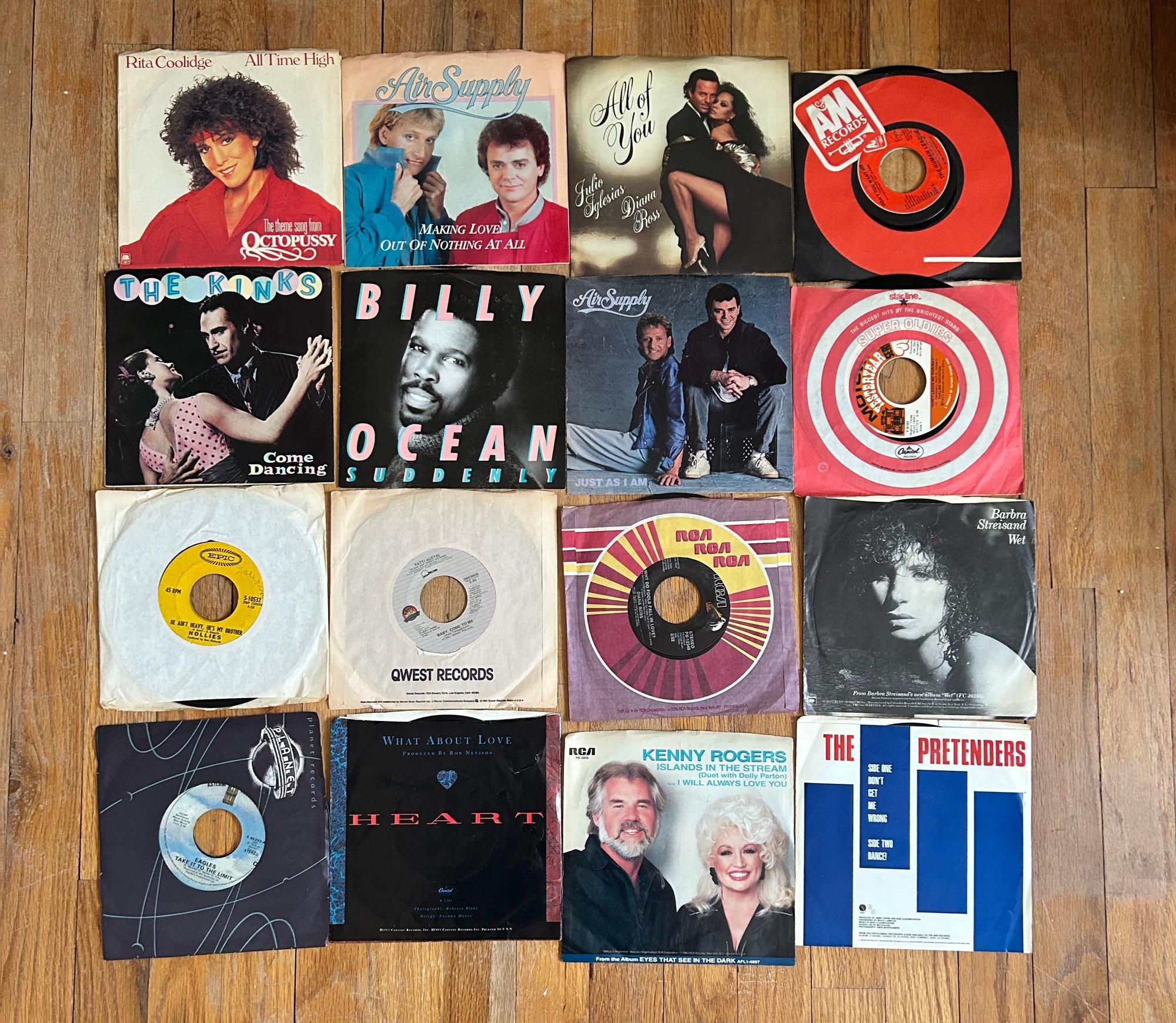1980s 45 RPM Vinyl Records & Picture Sleeves Pop, Rock, Soul, 28 Pcs ...