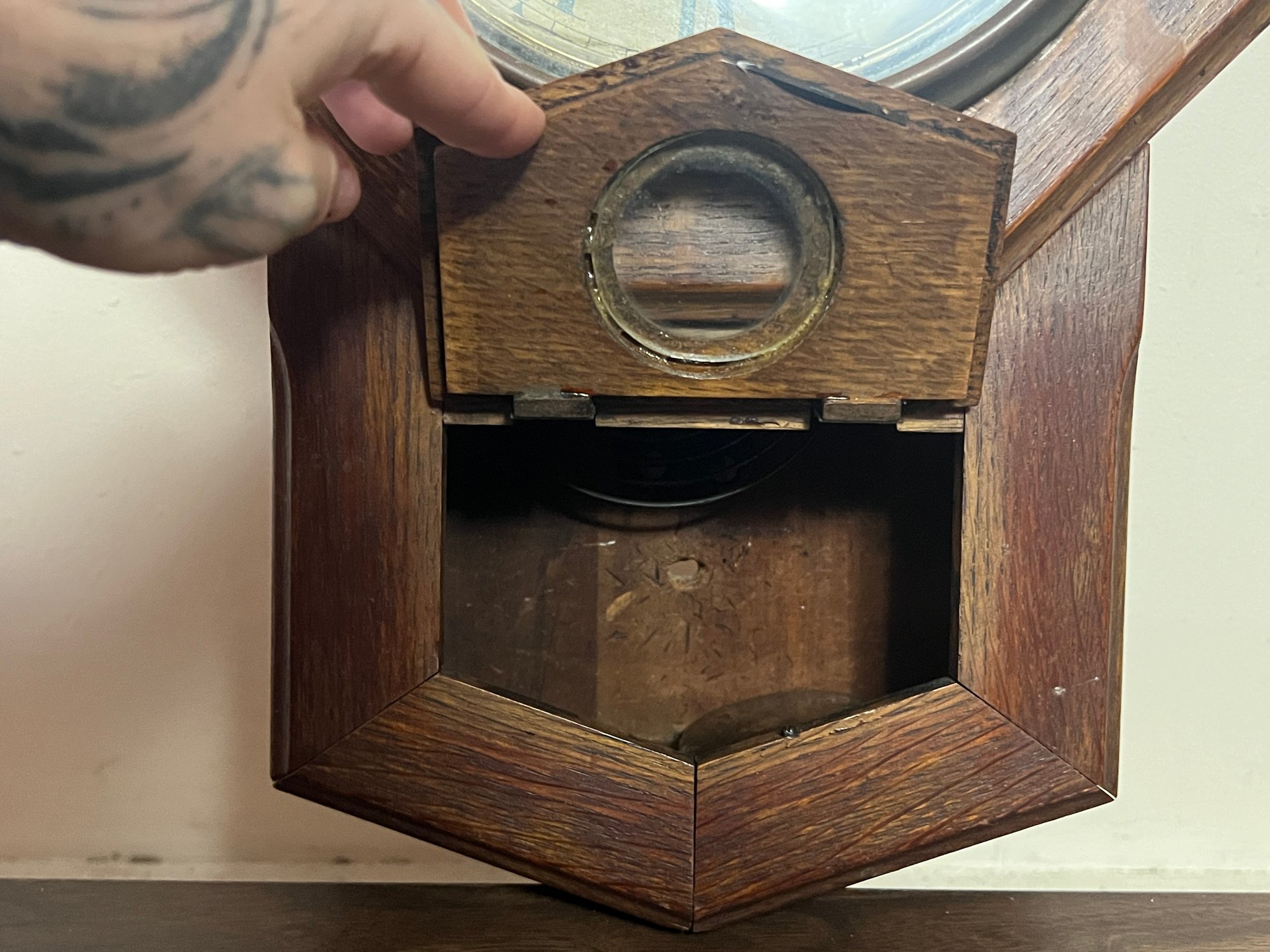 Antique Oak Sessions Regulator Drop Wall Clock #151791 | Auctionninja.com