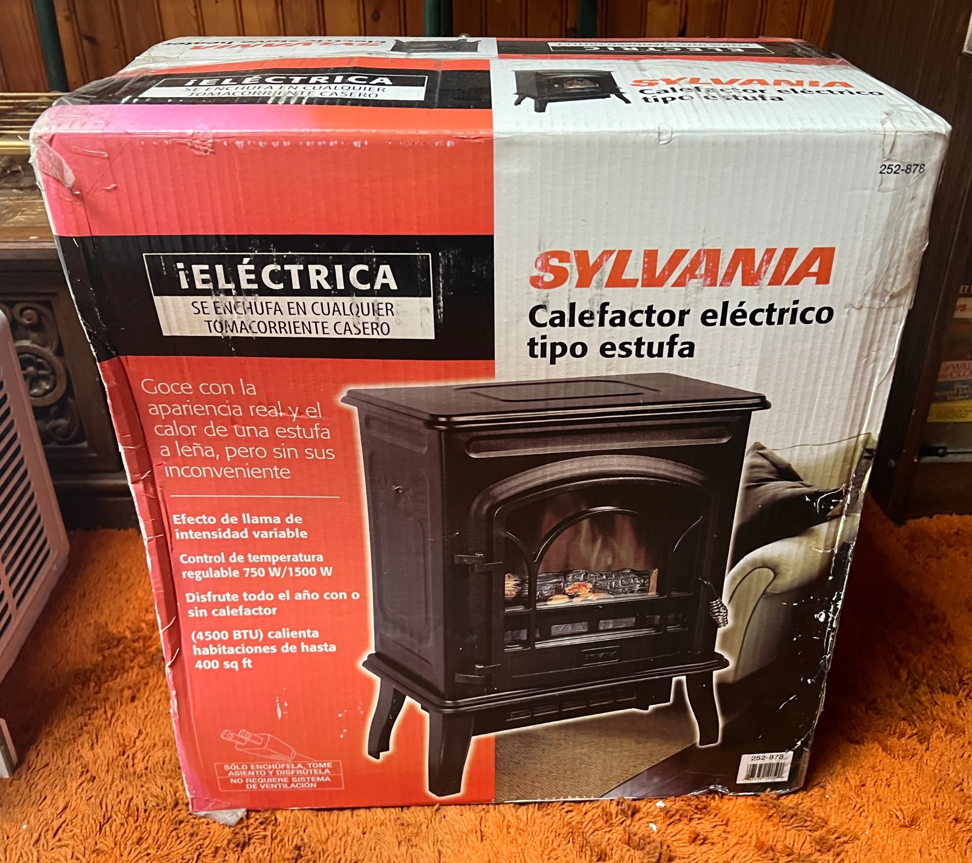 Sylvania Electric Stove Heater 4500 BTU Portable Fireplace Freestanding