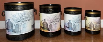 Decorative Metal Nesting Tins - 4 Total