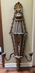 Neoclassical Gilt Wood Wall Sconce With Mirror