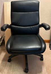 La-Z-Boy Leather Manager Office Chair Ergonomic Mid-Back Desk Chair With Flip-Up Arms