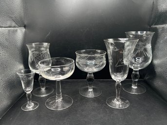 Etched Crystal Stemware Collection - 58 PCs