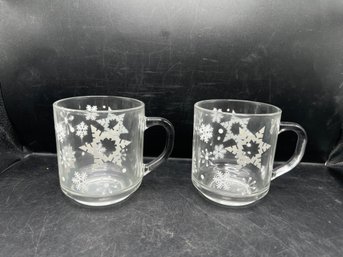 Luminarc France Clear Glass Snowflake Coffee Mugs - 15 PCS