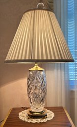 Crystal And Brass Table Lamp With Pleated Shade