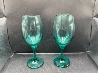 Turquoise Glass Champagne Glasses - 2 PCS