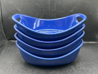 Rachael Ray Cobalt Blue Stoneware 12 Oz Oval Individual Au Gratin Baker - 4 PCS