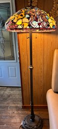 Antique Style 'Josef' 62' Stained Glass Floor Lamp Featuring A Bronze Finish Base