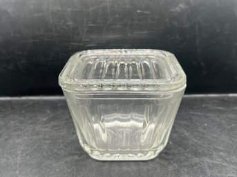 Anchor Hocking Vintage Design Glass Ribbed Refrigerator Dish With Lid