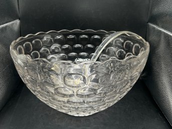 Federal Glass Yorktown-Colonial Clear Glass Punch Bowl With Ladle