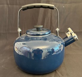 Martha Stewart Collection Blue Enamel Whistling Tea Kettle