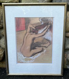 Degas Style Nude Figure Pastel Print Framed