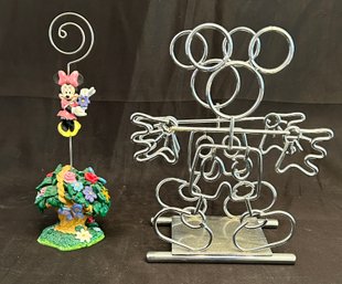 Mickey Mouse Chrome Wire Napkin Holder & Minnie Mouse 'Flowers Of Love For You' Photo/Memo Holder, 2 Pcs