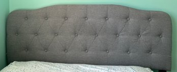 Modern Gray Tufted Upholstered Queen Headboard