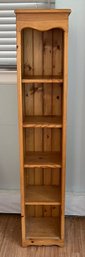 Rustic Pine Slim Column Bookcase With Beadboard Backing