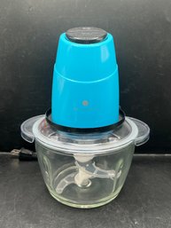 Cook's Essentials Electric Glass Bowl Food Chopper 300W Aqua Blue Model K43734